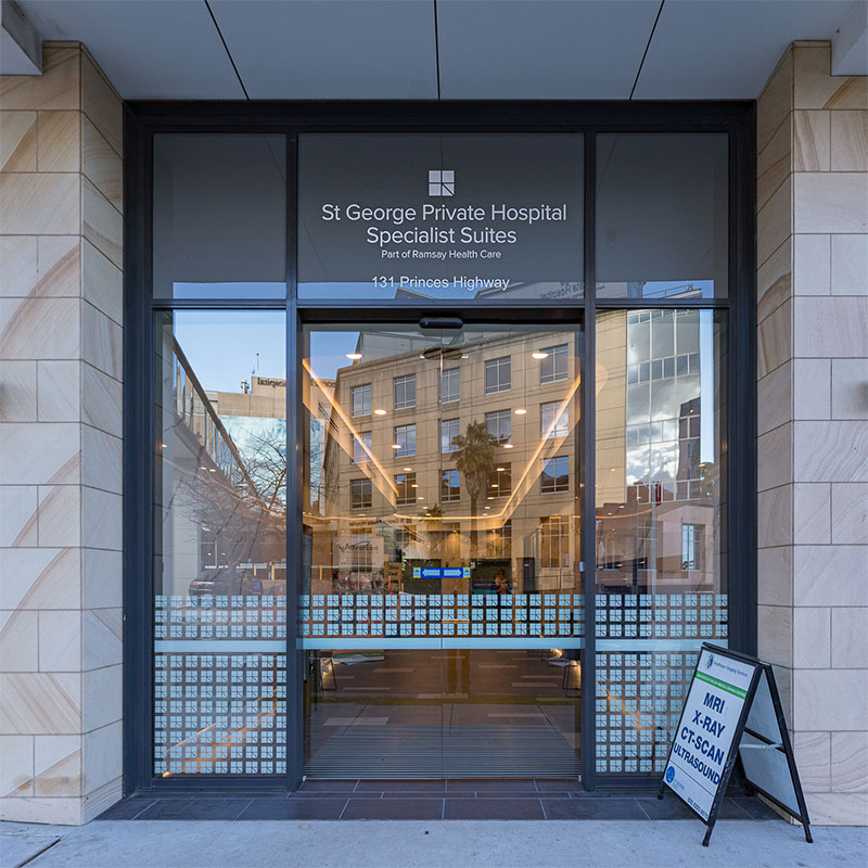 Ground floor entrance to St George Private Hospital Specialist Suites on 131 Princes Highway in Kogarah