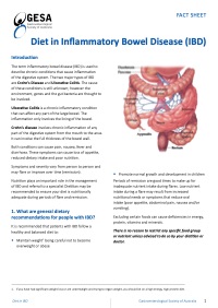 Diet in Inflammatory Bowel Disease